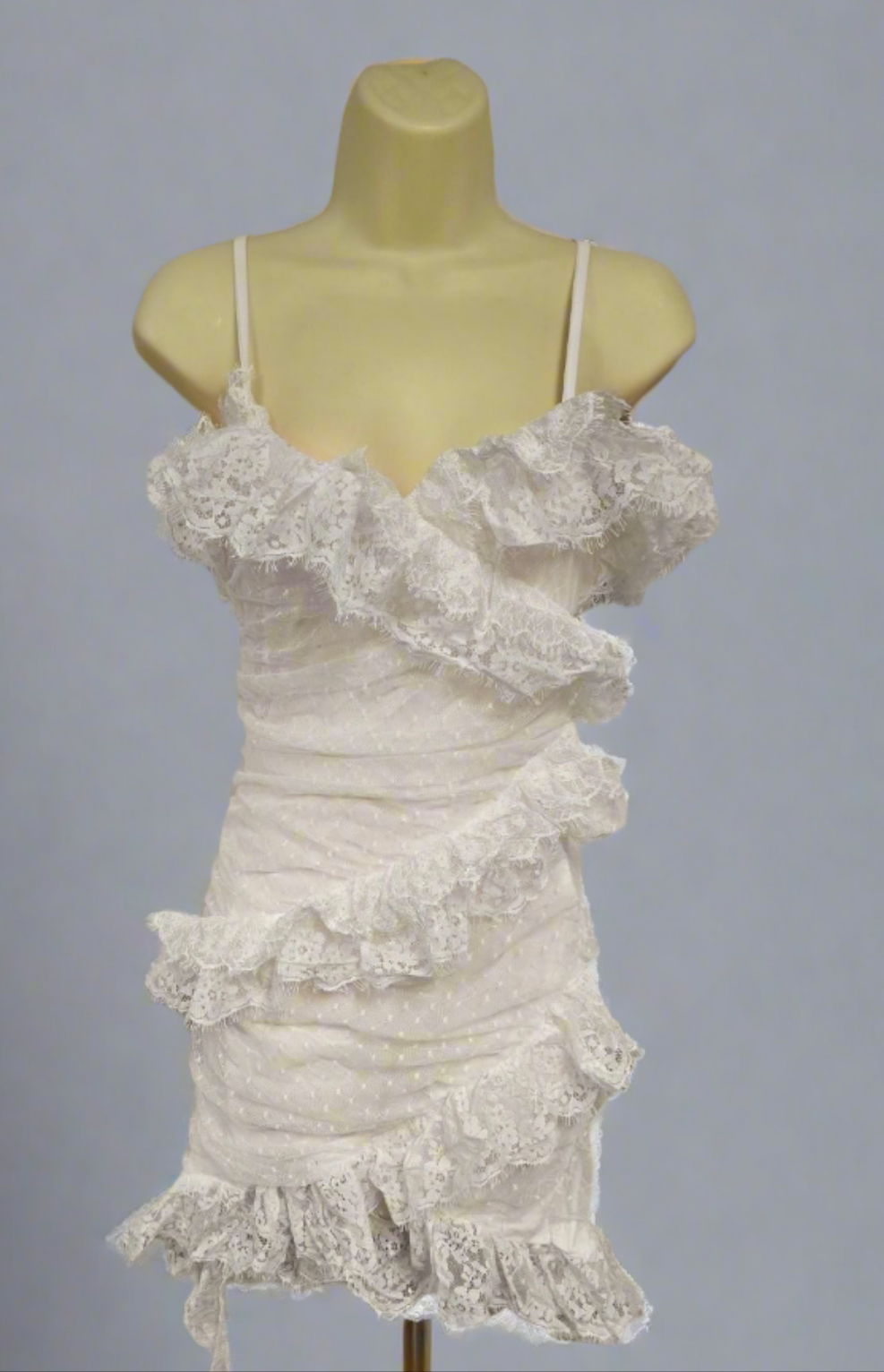Womens white lace ruffle dress