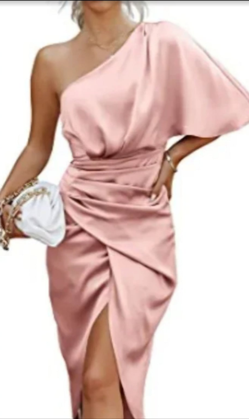 CUPSHE Womens pink satin one shoulder cocktail dress