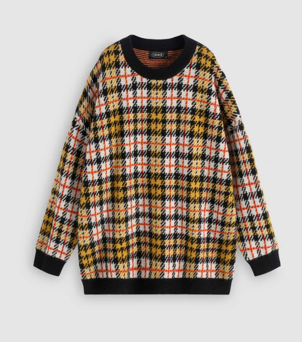 Womens Oversized vintage plaid sweater