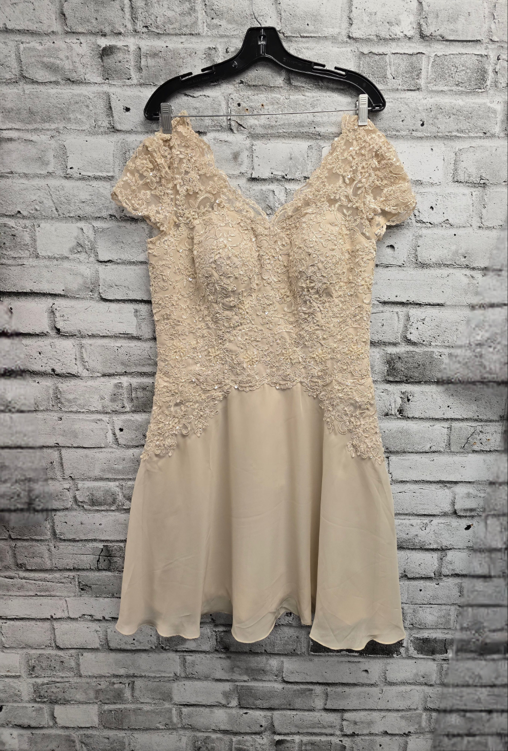 Womens embroidered beige mother of the bride evening dress