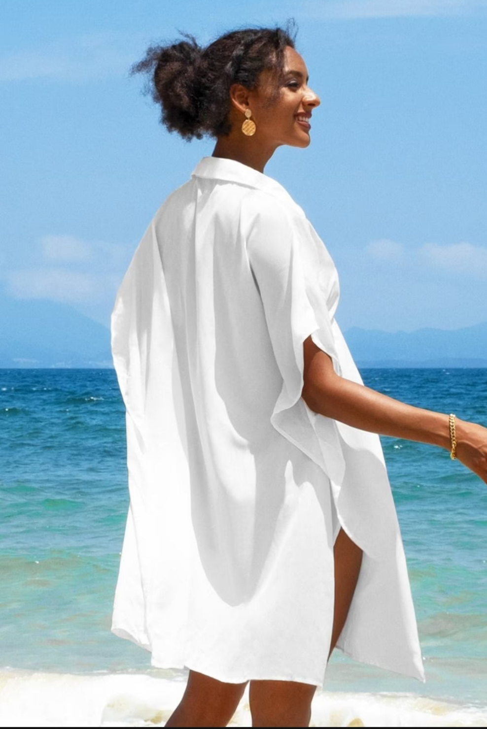 Cupshe Nala White Button Front Shirt Kimono