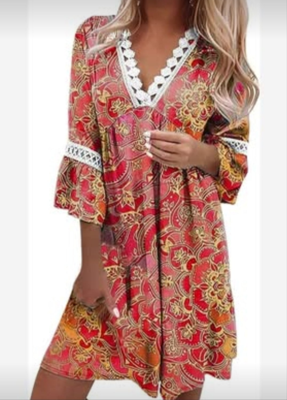 Womens pink bohemian summer dress