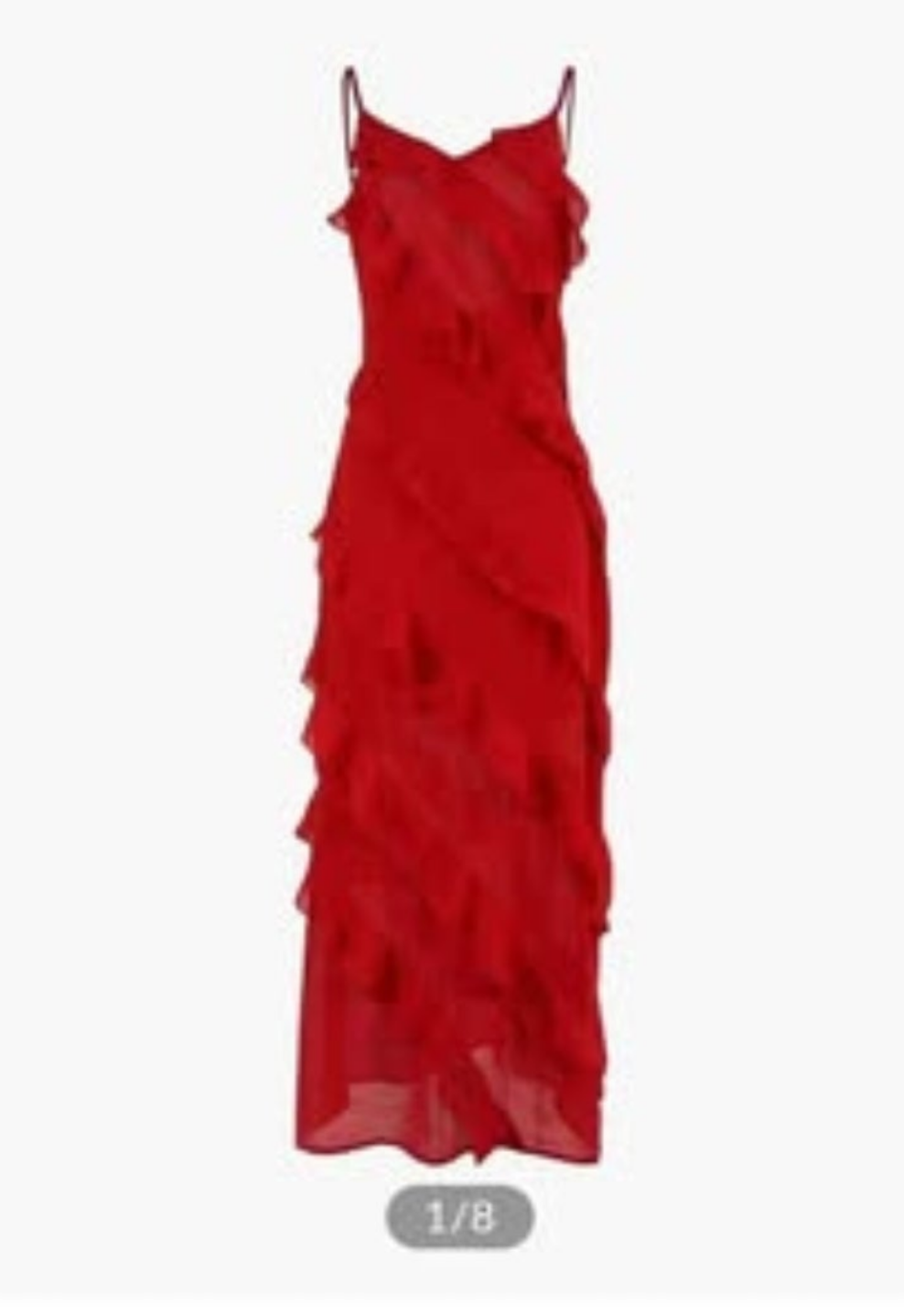 Commense Ladder ruffle zippered long red dress