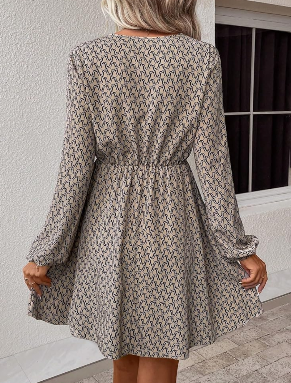 Womens long sleeve geometric printed dress
