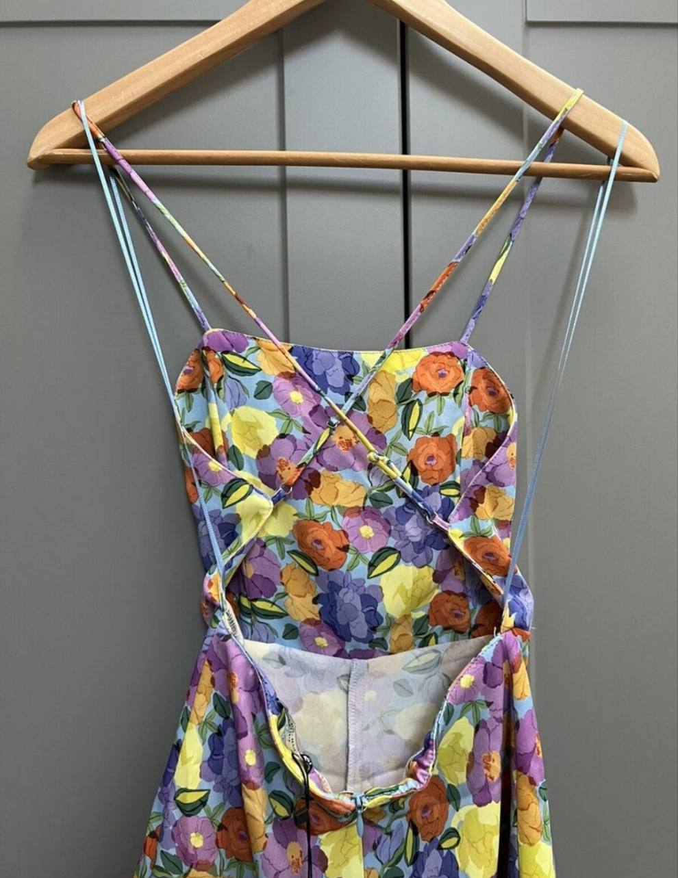 Zara multicolored mini lace up romper dress