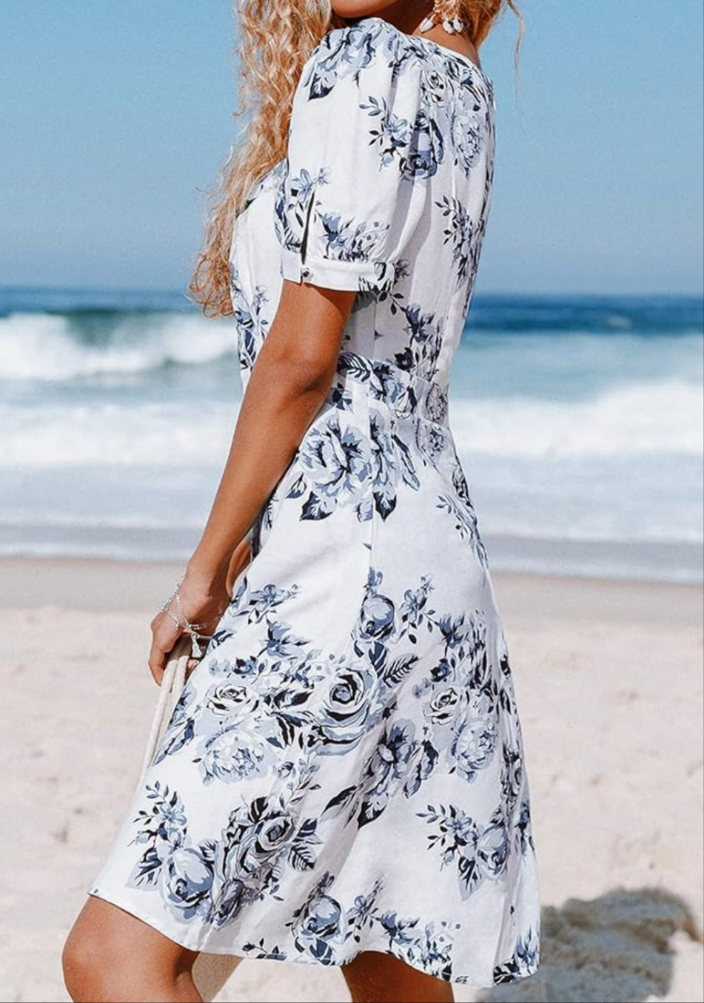 CUPSHE short floral white summer vacation dress