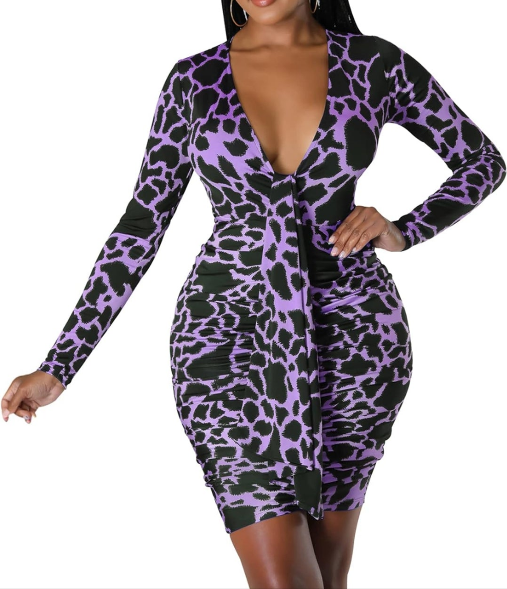 Womens purple layered sexy bodycon dress