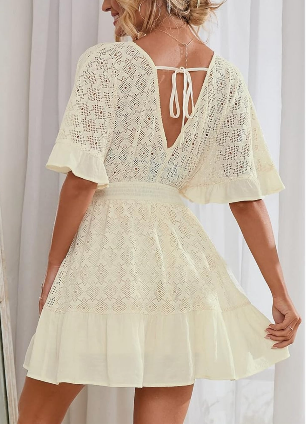 CUPSHE crochet knit short summer dress