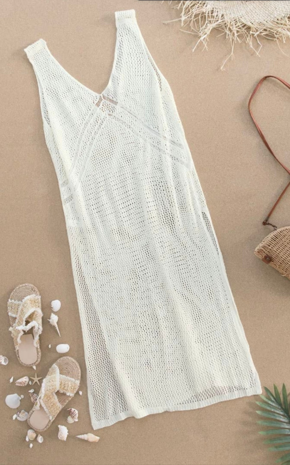 CUPSHE sleeveless v-neck crochet beach cover up dress