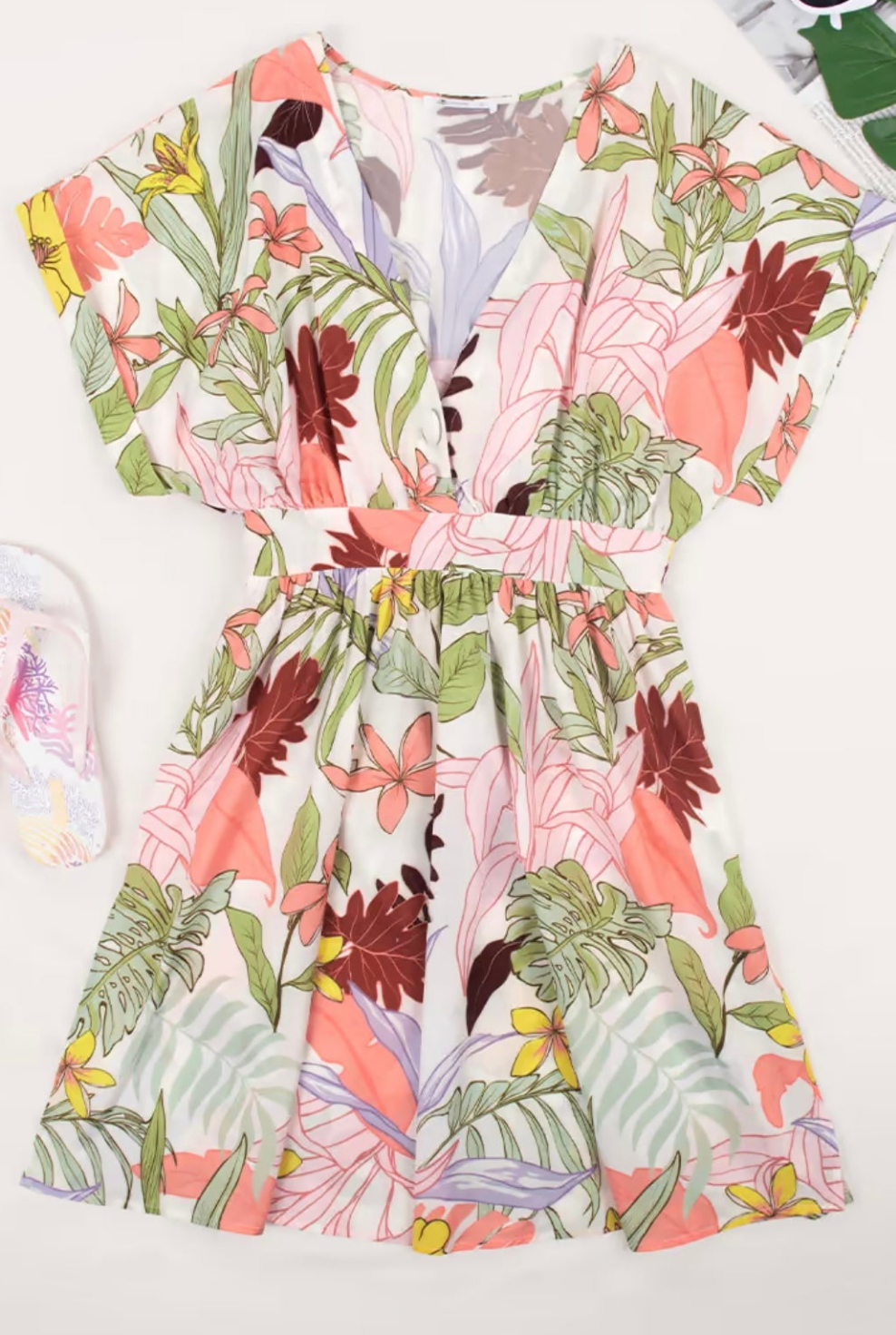 CUPSHE Breanne floral v-neck zipper summer mid dress