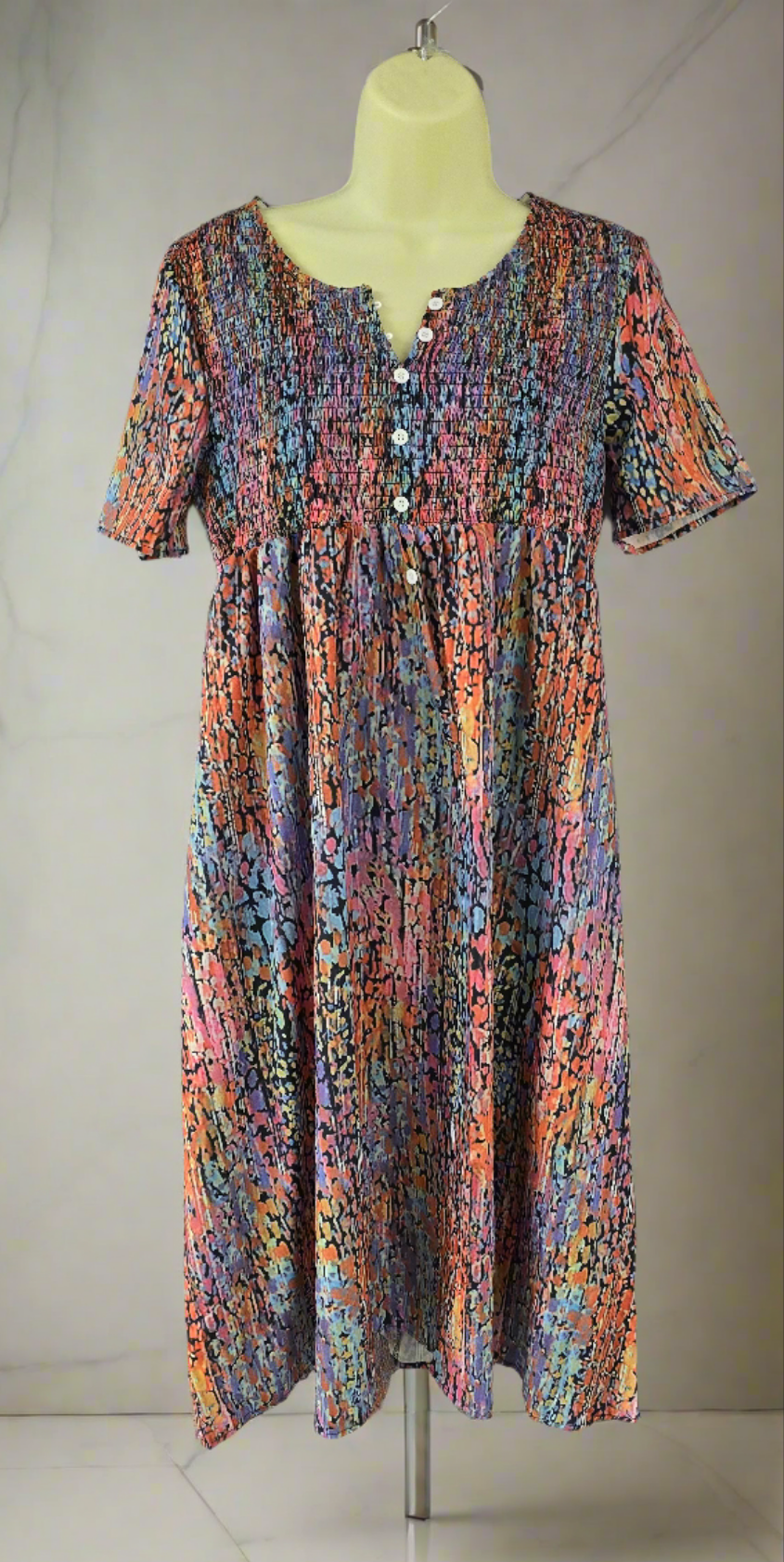 Womens multicolored bohemian style midi dress
