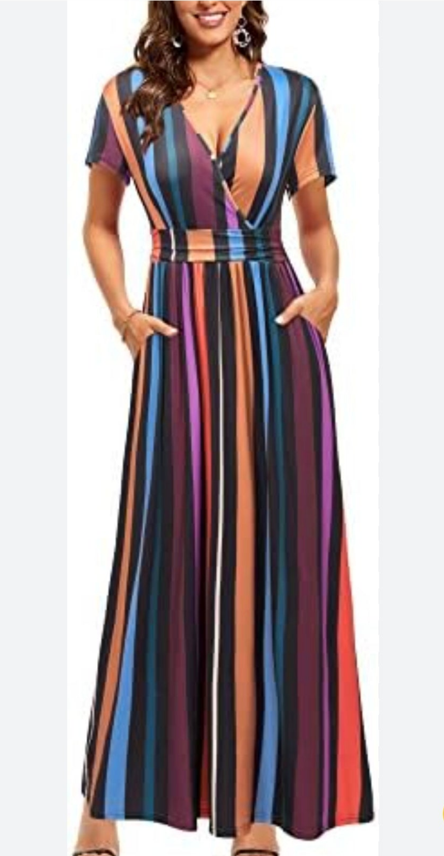 Womens stripe colorblock maxi dress