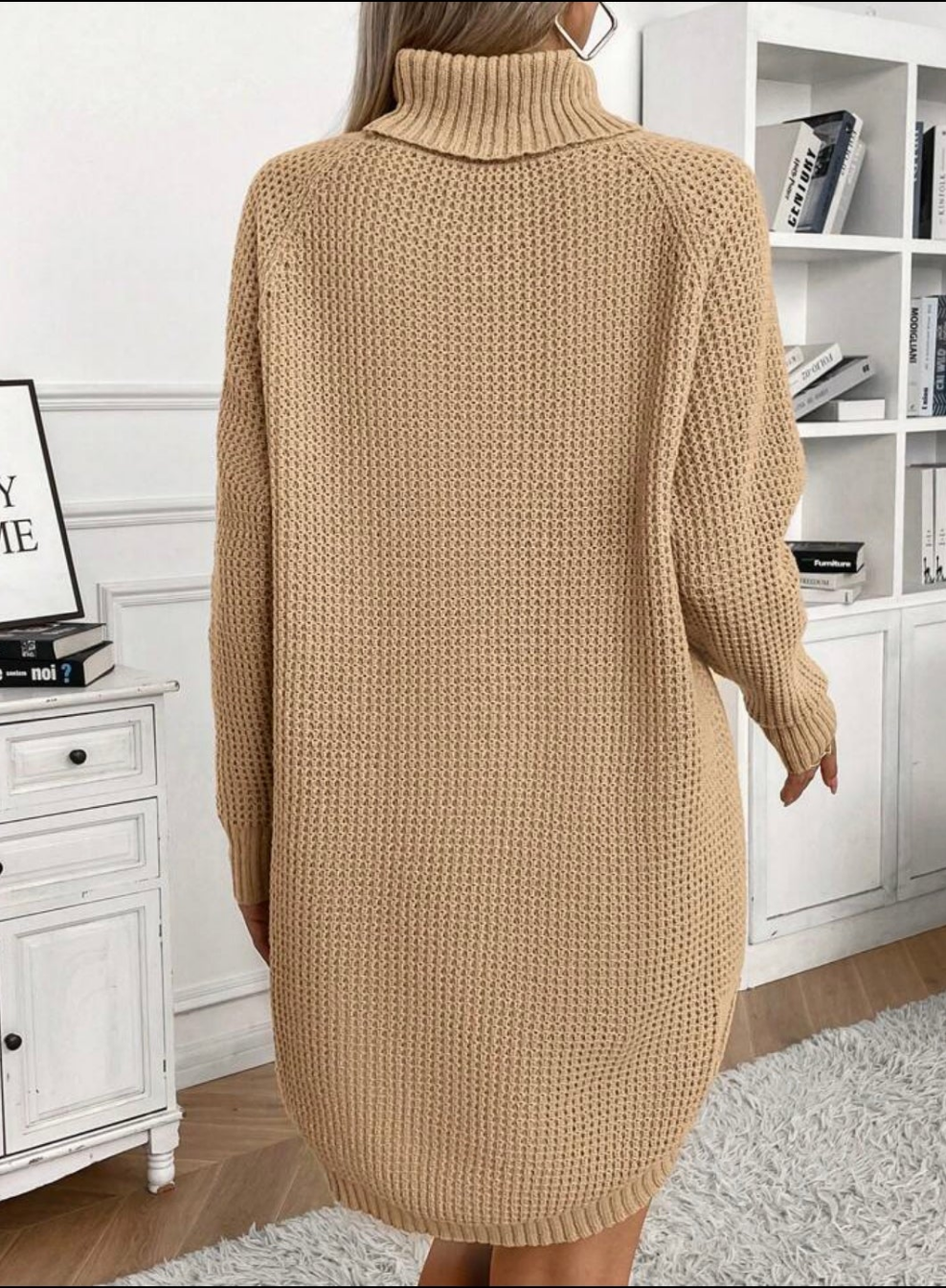 Womens beige knit sweater dress