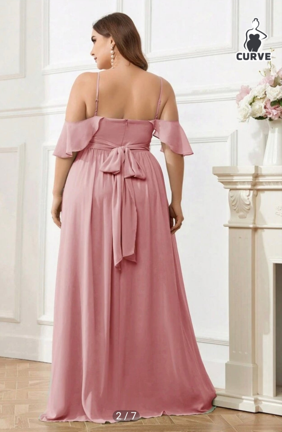 Womens pink bridesmaid formal dress