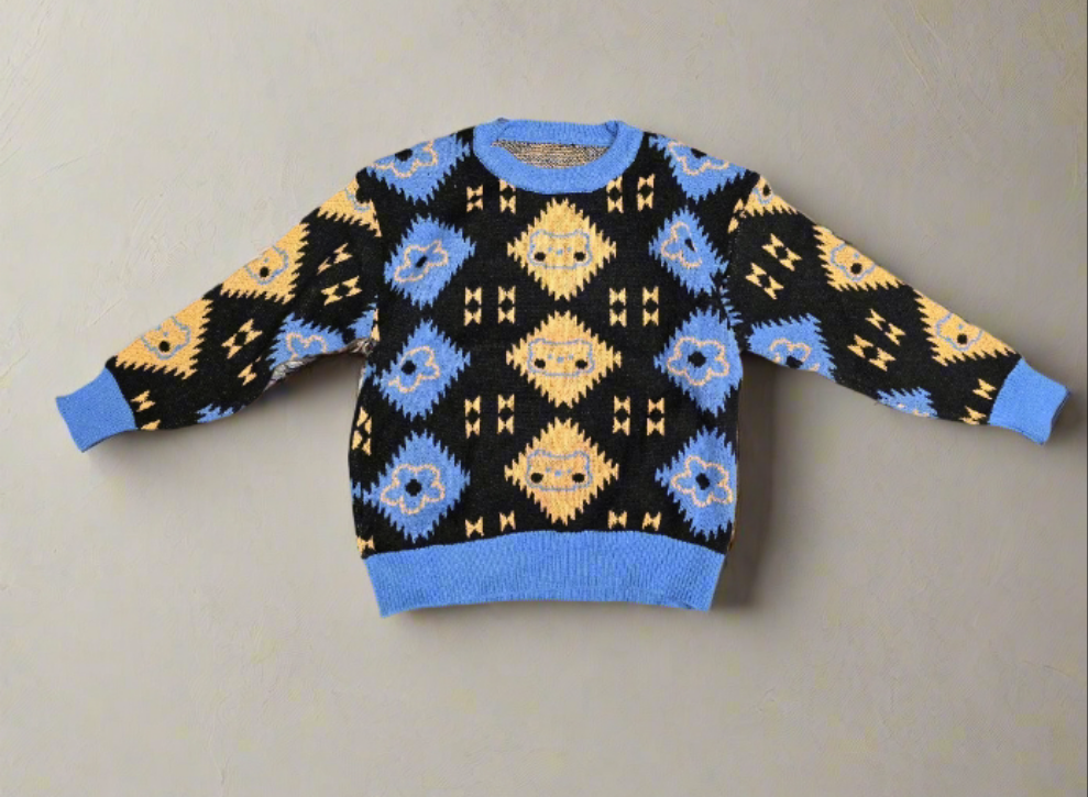 Unisex graphic print knit sweater