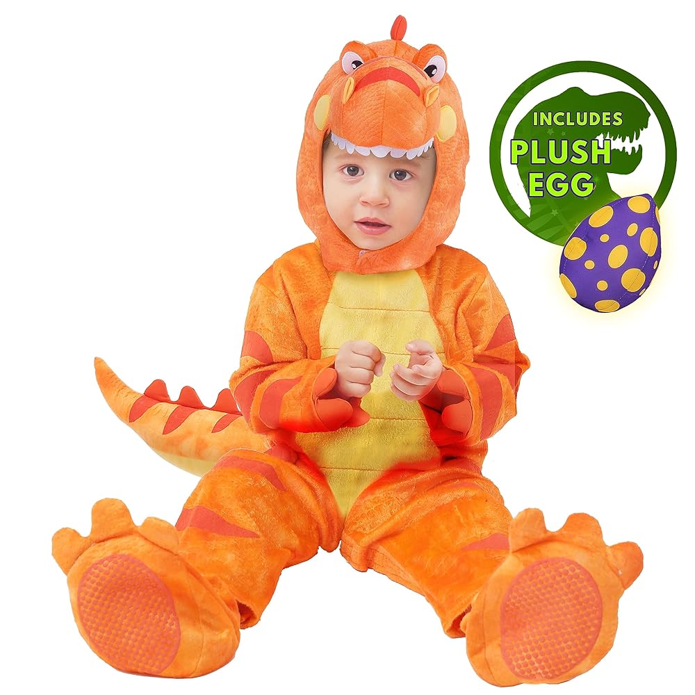 Child Dinosaur Costume, T-Rex Costume Outfit with Egg for Baby Kids Toddler Halloween Dress up Party