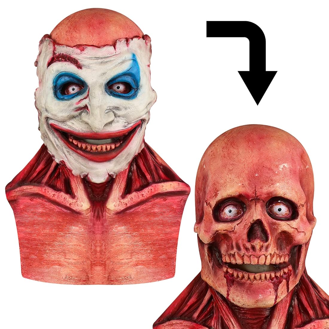 Halloween Mask Tear-Off Type Skeleton Joker or Ghost Rider Double Mask Creepy Halloween Carnival