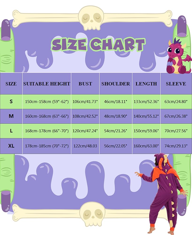 Adult Dragon Pajamas, Halloween Dragon Costume for Women and Men, Purple