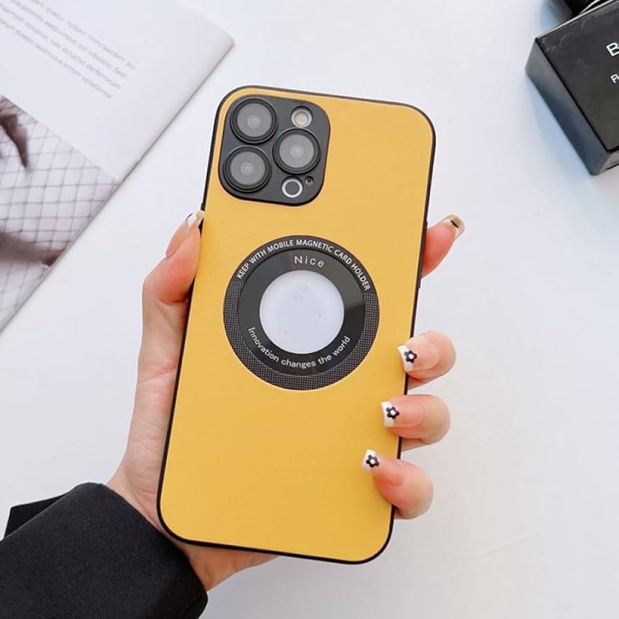 Luxury Leather Hole Case for iPhone 13 Pro Plus Glass Camera Film Protection Soft Shockproof