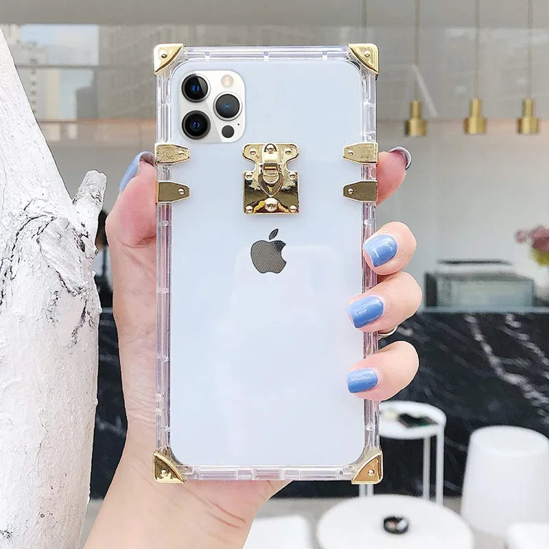 Square Box Transparent Clear Soft Trunk Case For Apple iPhone 13 Pro Max