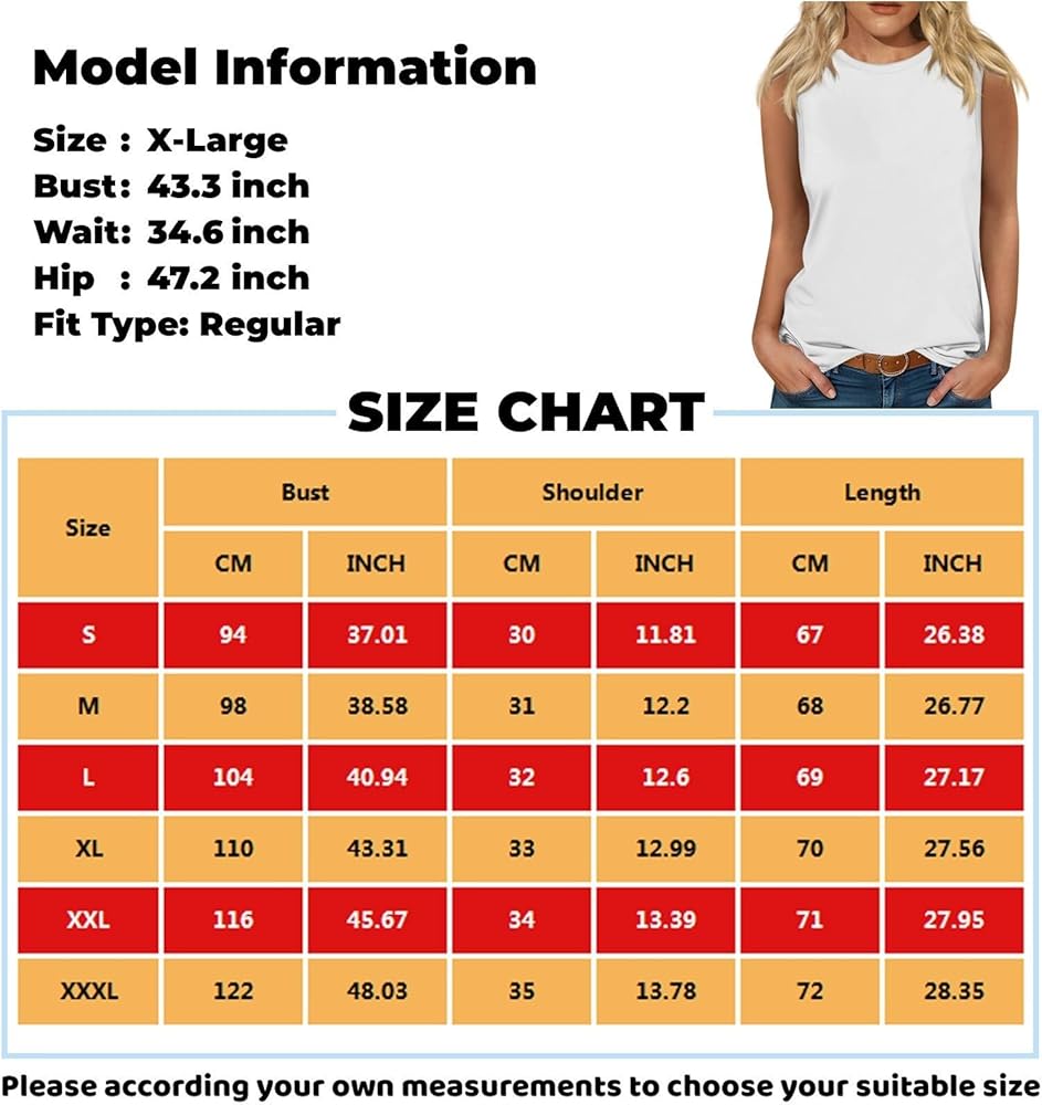 Summer Tank Tops for Women 2024 Sleeveless Crew Neck