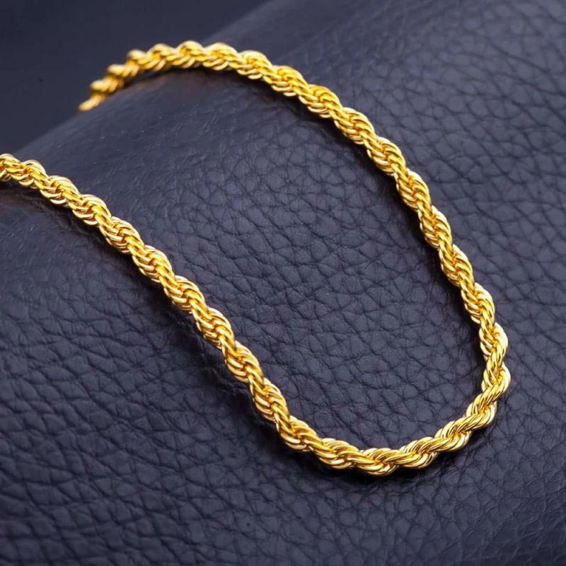 Helloice 6mm 18K Gold Finish Rope Chain