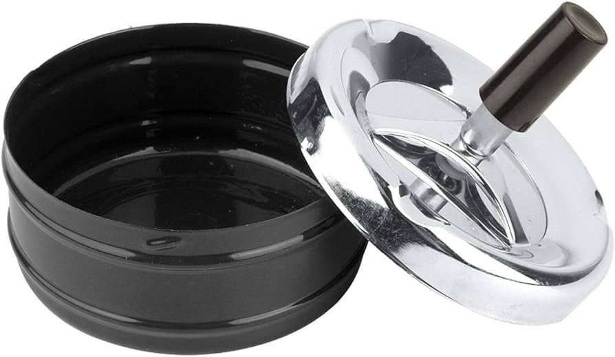 Ashtray, Round Push Down with Spinning Ashtray for Indoor or Outdoor Use Ash Tray smokeless