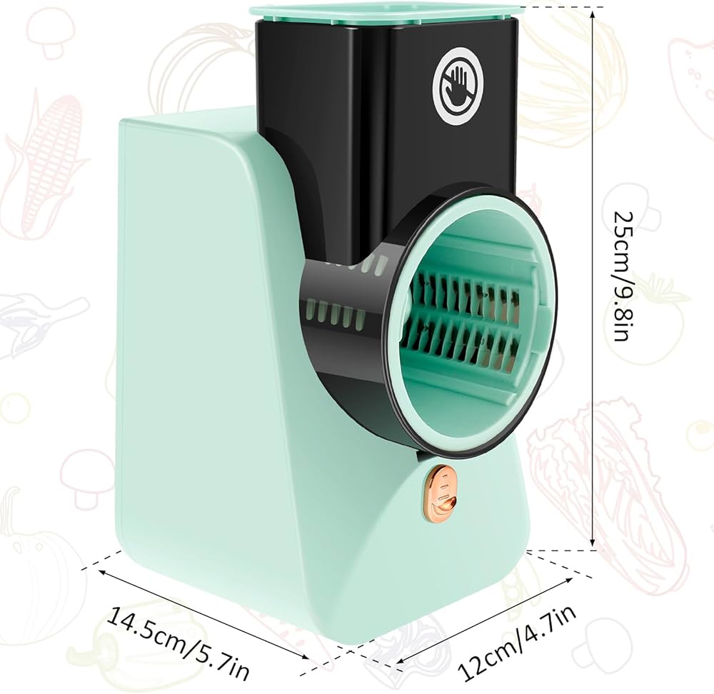 Electric Vegetable Grater with 3 Attachments One-Touch Automatic Electric Slicer 1800mAh Rechargeable Electric Slicer Shredder Portable Electric Vegetable Grater for Kitchen Cooking Cheese