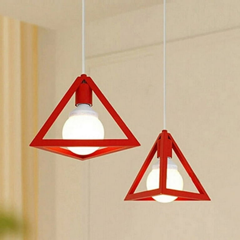 Linaichen Triangle Chandelier Industrial Vintage Style Red Triangle Pendant Light Ceiling Fixture