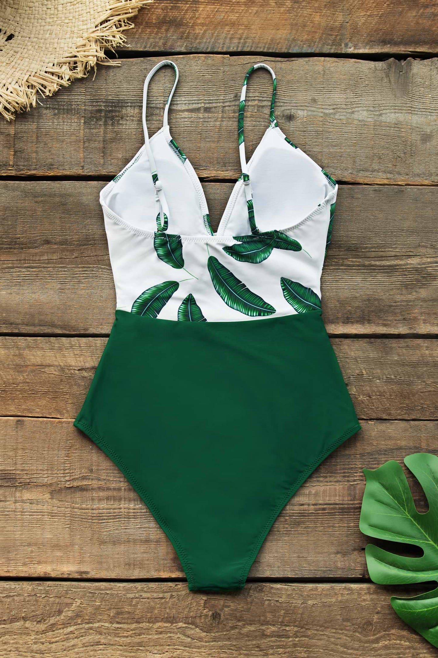 CUPSHE Banana Leaf Twist-Front One Piece Swimsuit