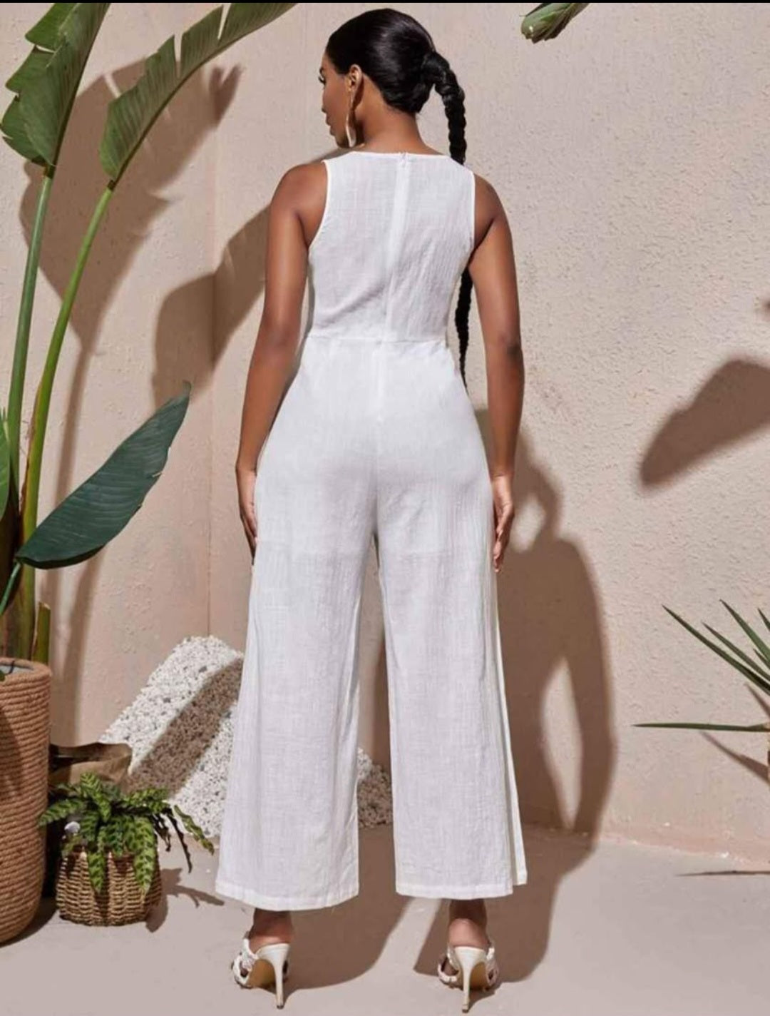 Womens Cotton white jumpsuit