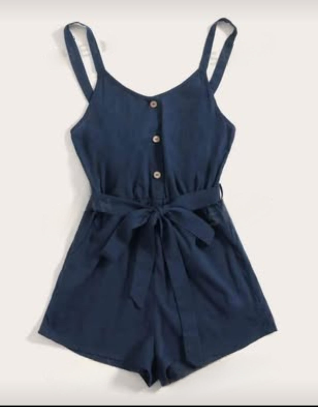Navy cotton belted romper