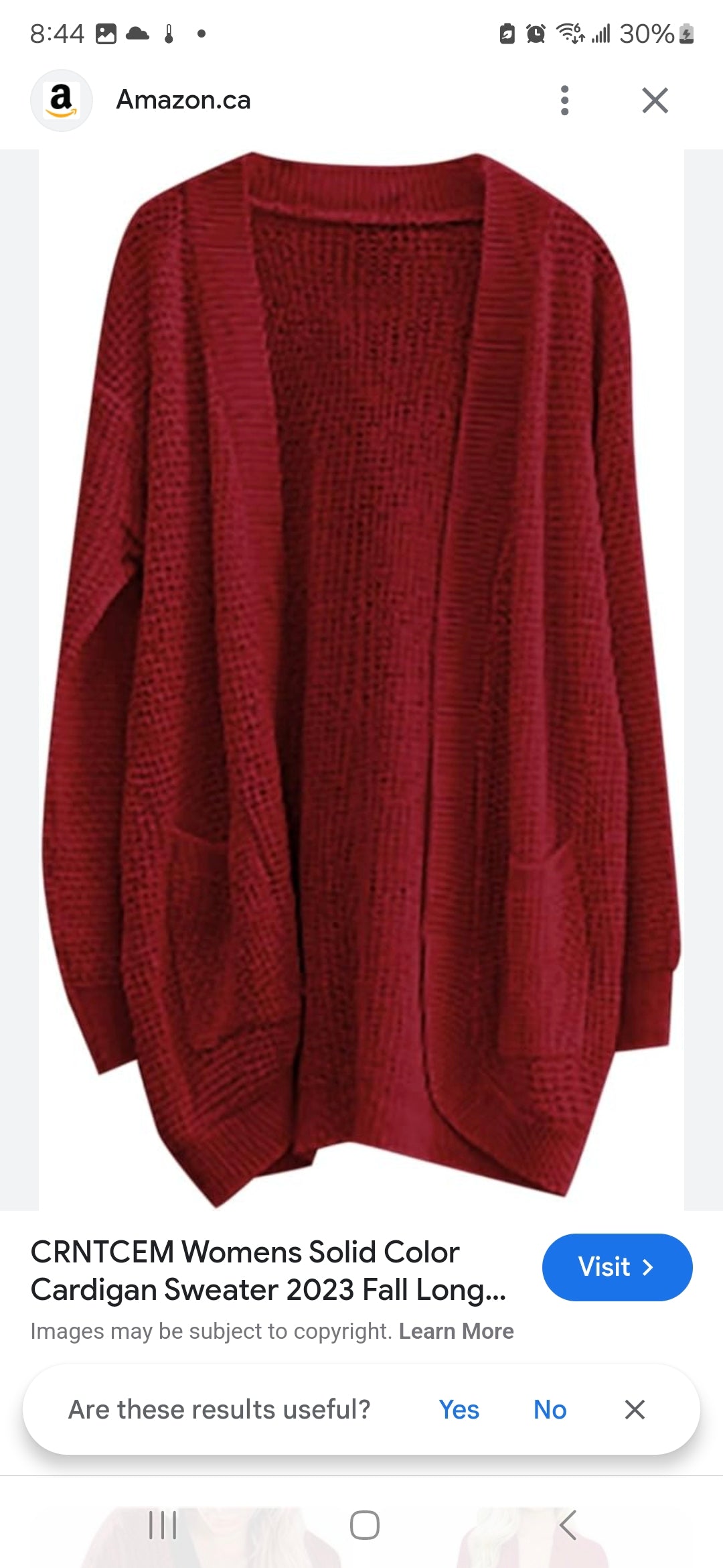 Womens wine red knit cardigan sweater