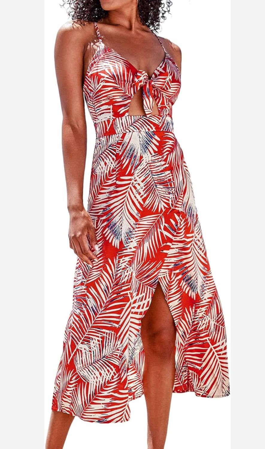 CUPSHE Womens red tropical print vacation dress