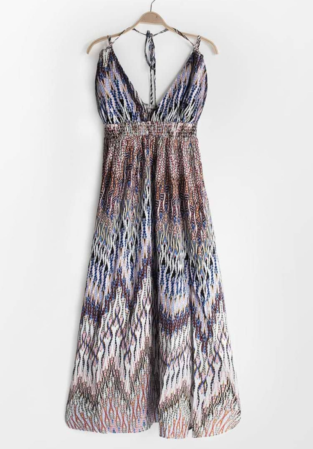 Cupshe Bohemian open back halter summer vacation dress