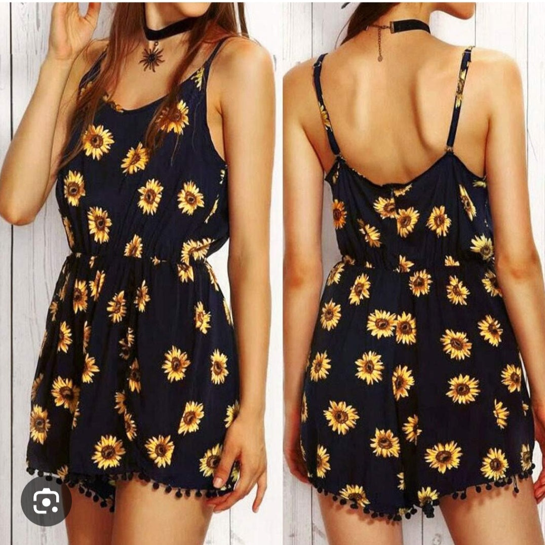 Womens sunflower cami romper