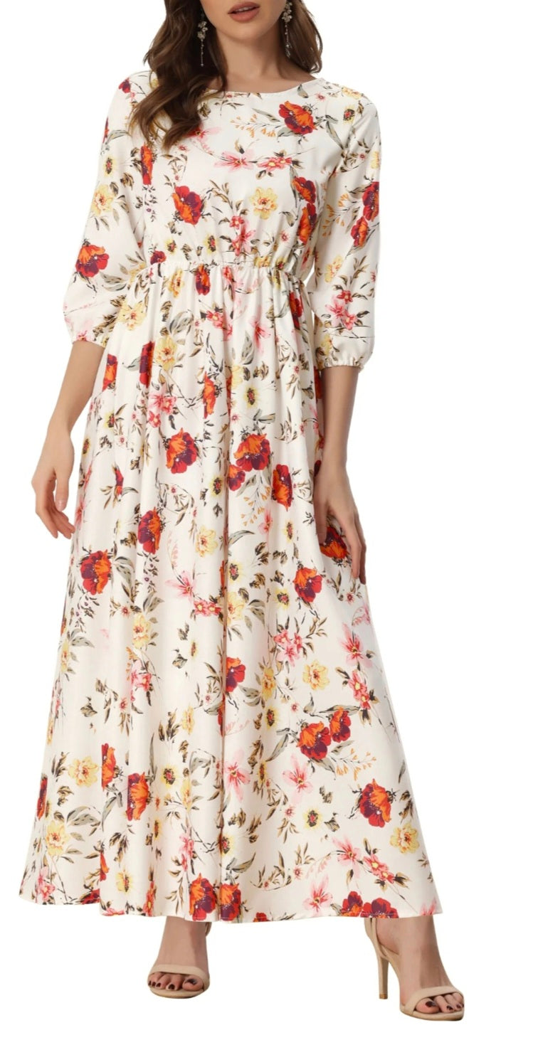 Womens floral midi summer dress