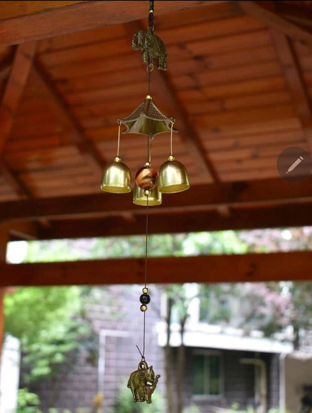 Brass elephant wind chime