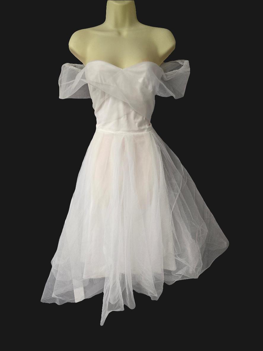 Womens white offshoulder wedding/ formal dress