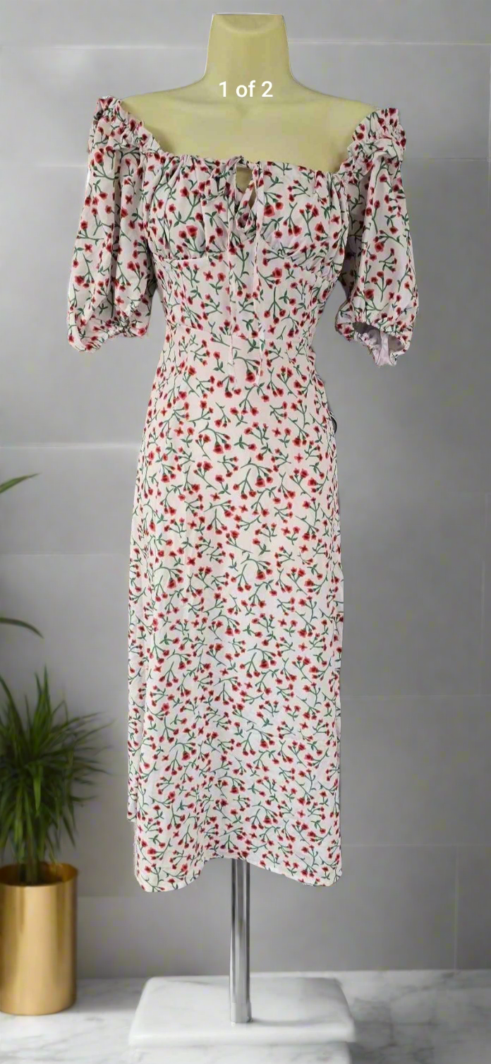 Womens ditsy floral milk maid midi dress
