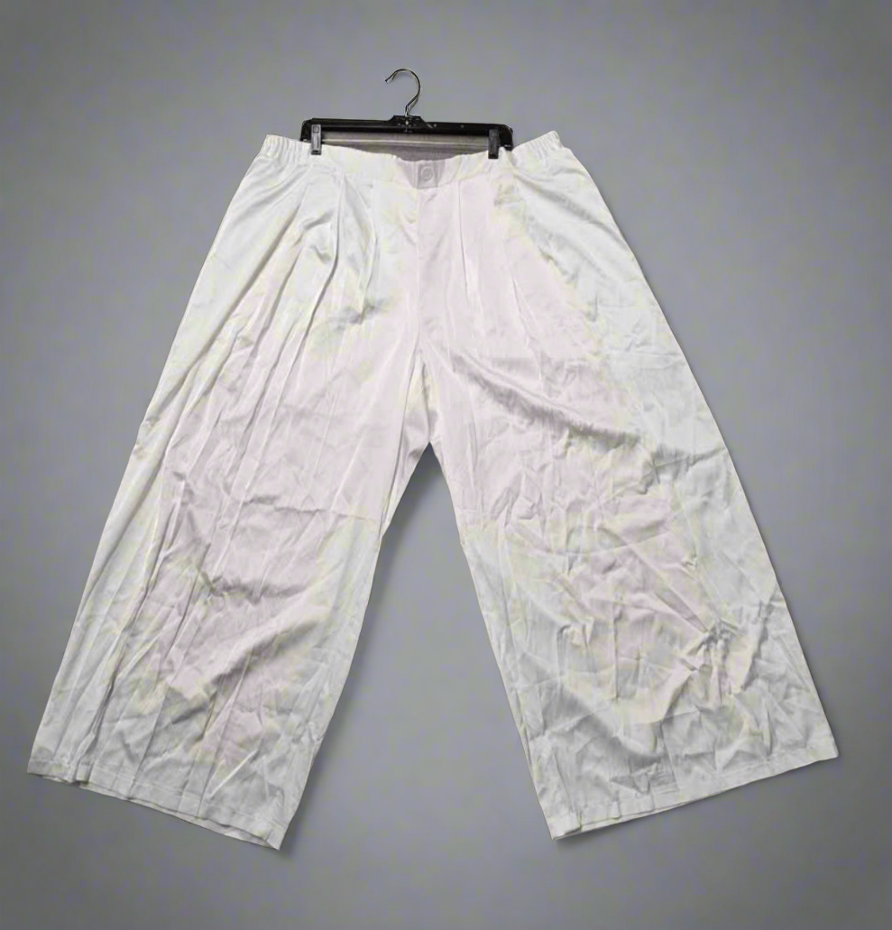 Womens plus size white wide leg satin pants