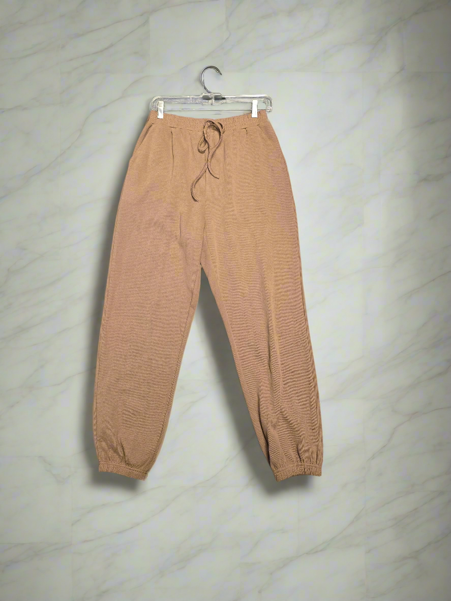 Womens brown drawstring cotton sweatpants