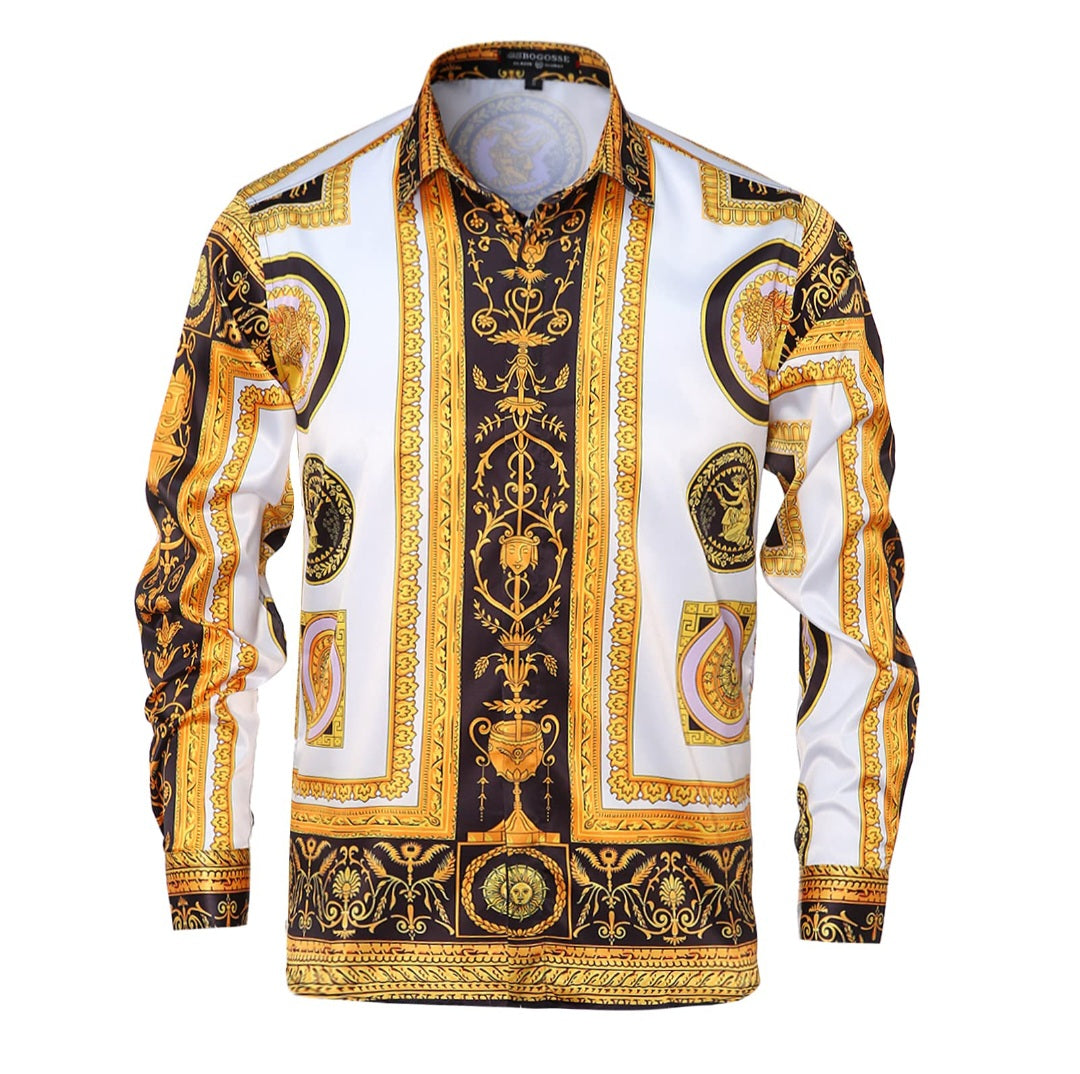 Mens satin button up dress shirt