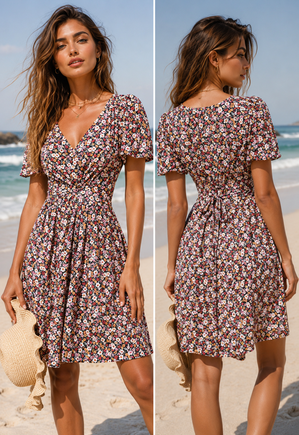 Cupshe ditsy floral v neck summer vacation dress