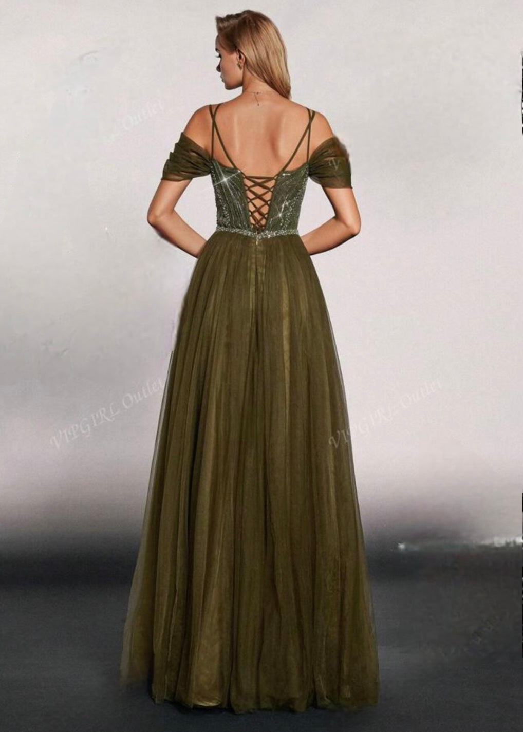 Womens cold shoulder green rhinestone sparkly long high slit formal dress