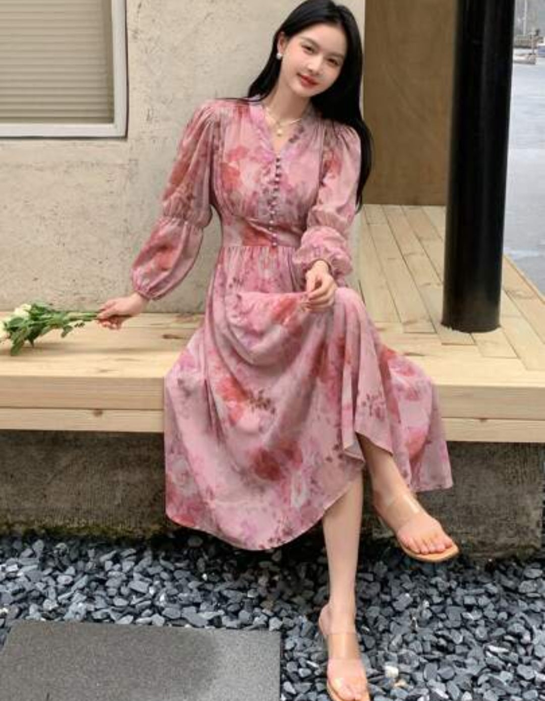 Womens long sleeve midi dress