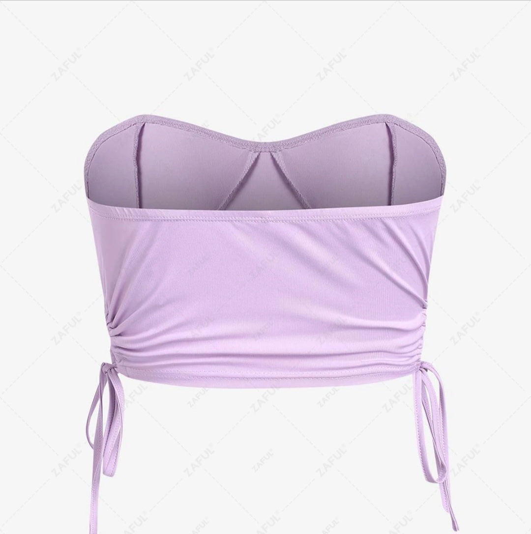 Lavender sexy tie sides crop top