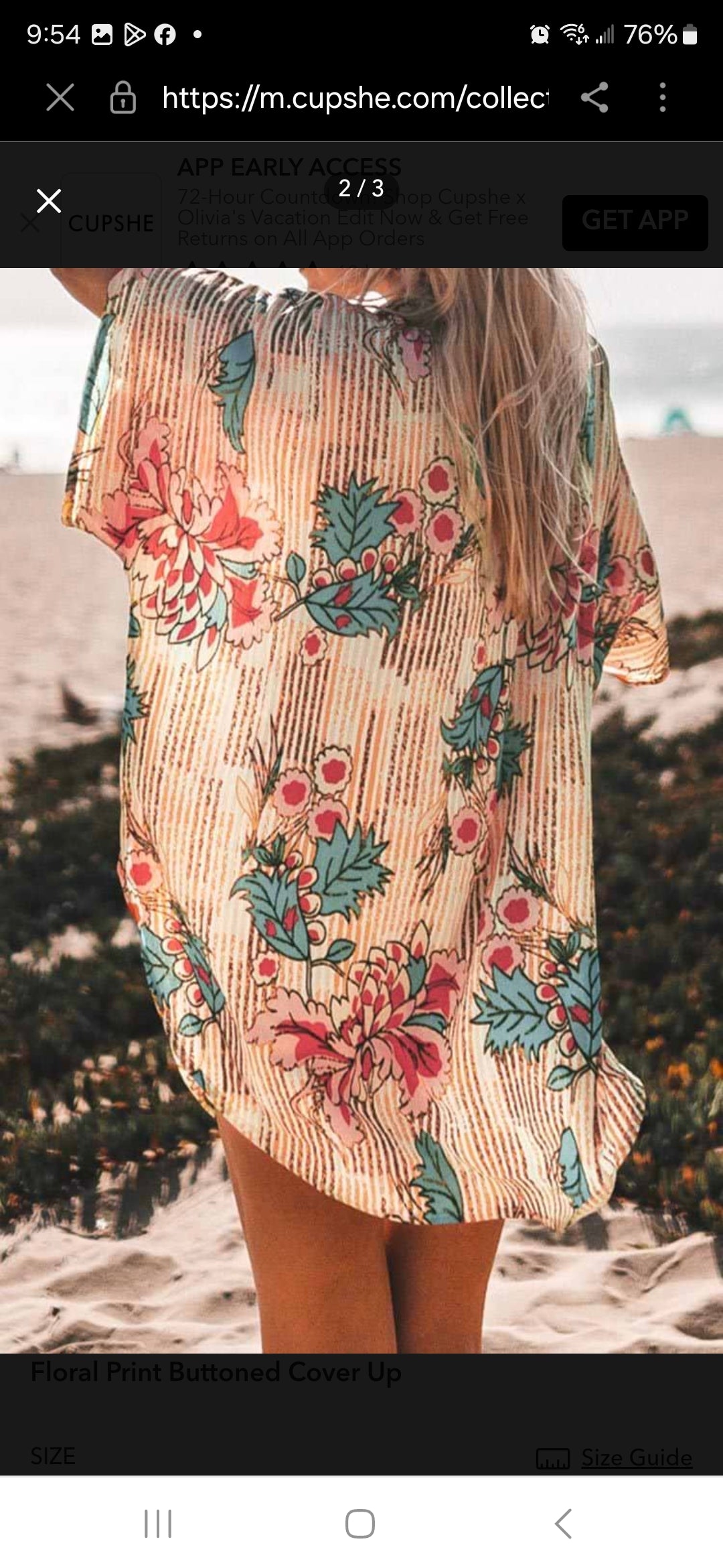 CUPSHE floral print buttoned kimono summer beach shirt