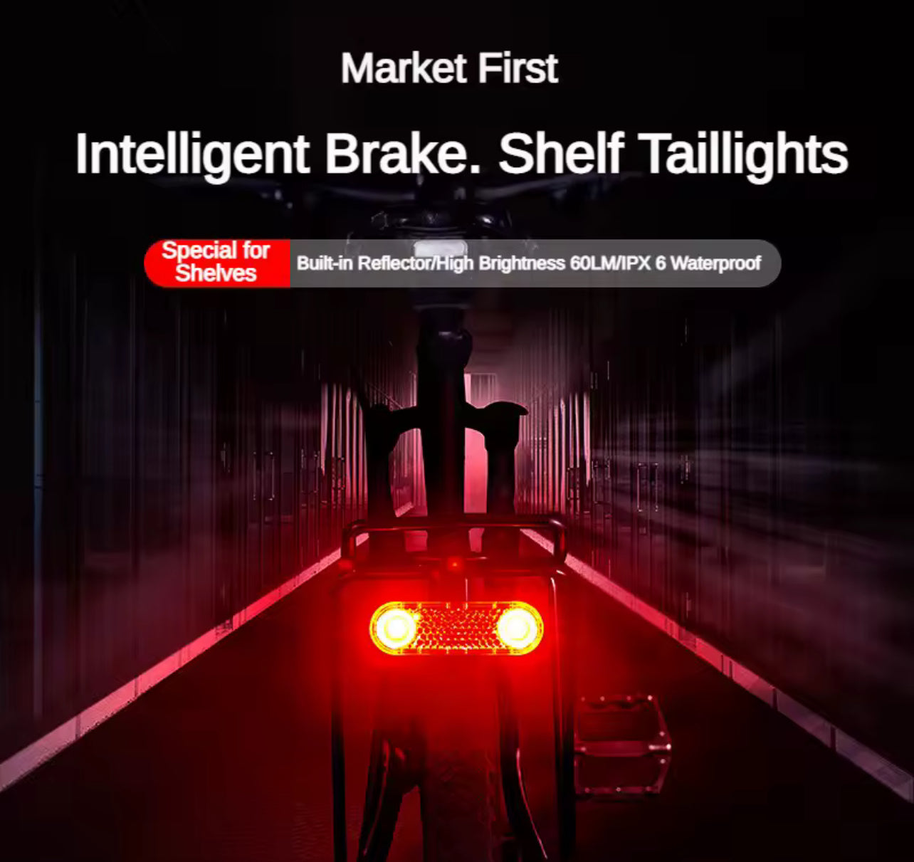 Gaciron W12BR Smart Braking Bike Taillight for Cargo Rack & Saddle Warning Rear Lamp Rechargeable 60lm 100hrs Bicycle