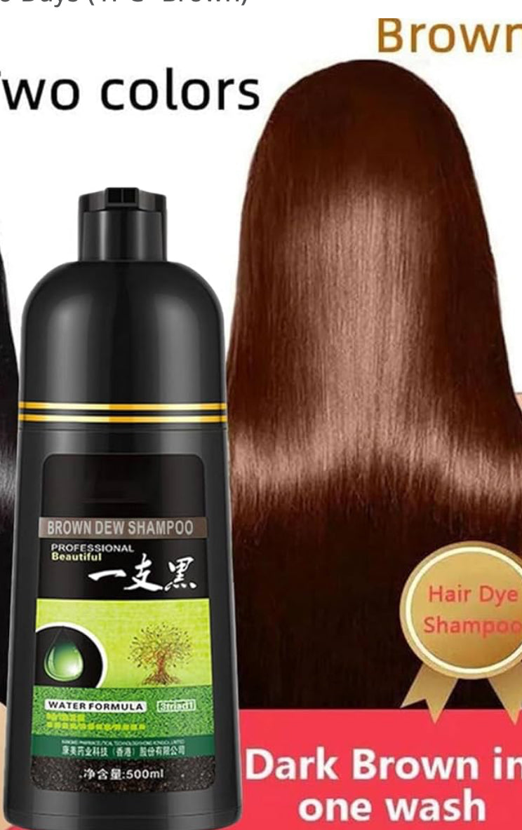 Herbal Shampoo, Korea Yaguan Black Hair Shampoo Hair Dye, Effective White Hair Turns To Black，Instant Black Hair Shampoo for Women Men, Lasts 30 Days (1PC- Brown)